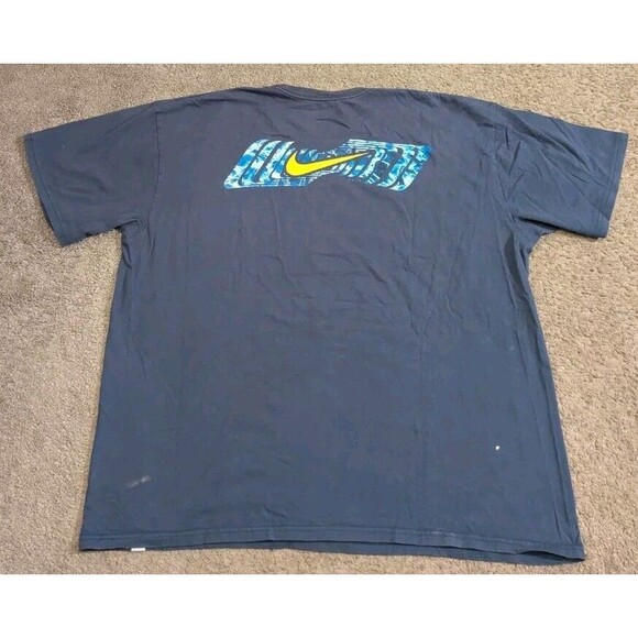 Vintage Y2k Men's Nike Swim Distressed Blue Short Sleeve T-Shirt Men's 2XL - Picture 2 of 7